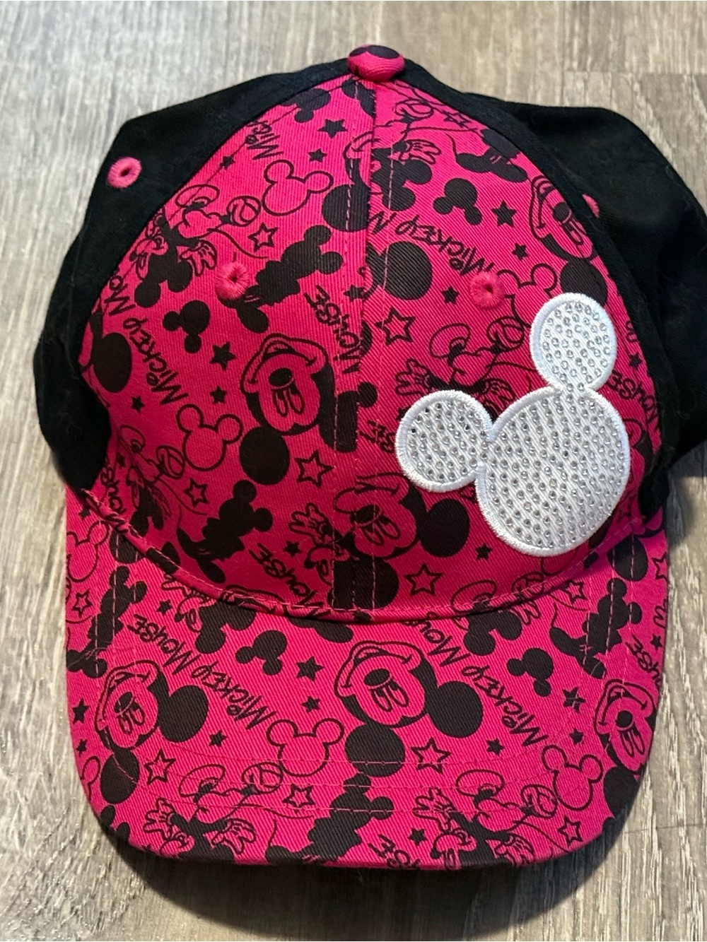 Disney Parks Exclusive Mickey Mouse Rhinestone Pink Black Icon Hat Cap